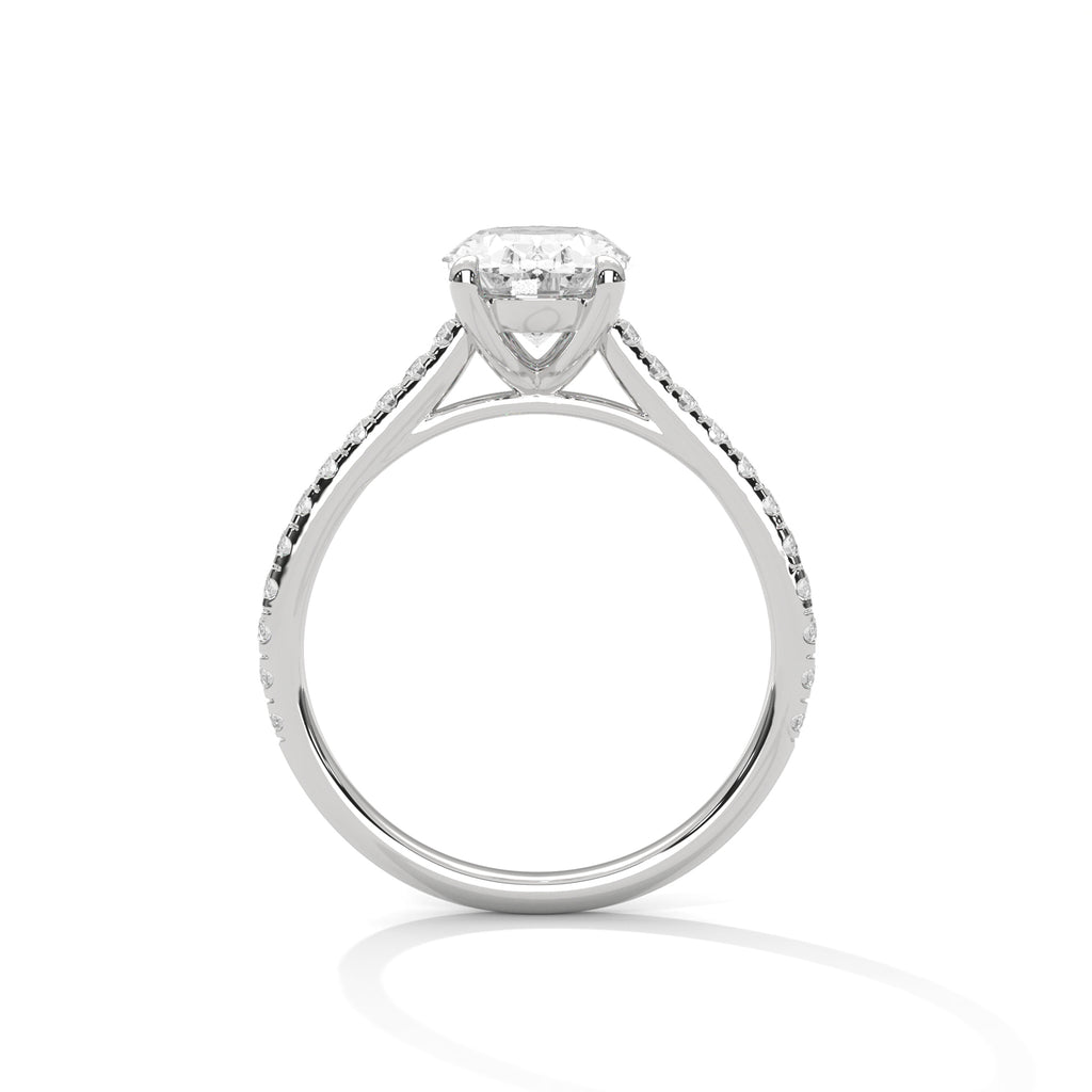 Celestia Oval Solitaire Engagement Ring | 925 Sterling Silver & 18K White Gold Plated