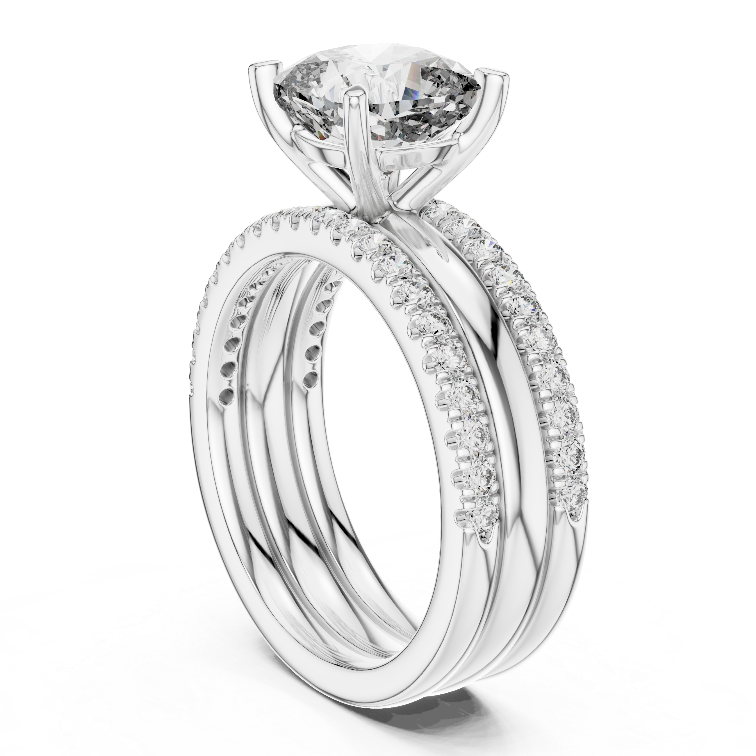 Seraphina 3CT Cushion Cut Moissanite Bridal Ring Set