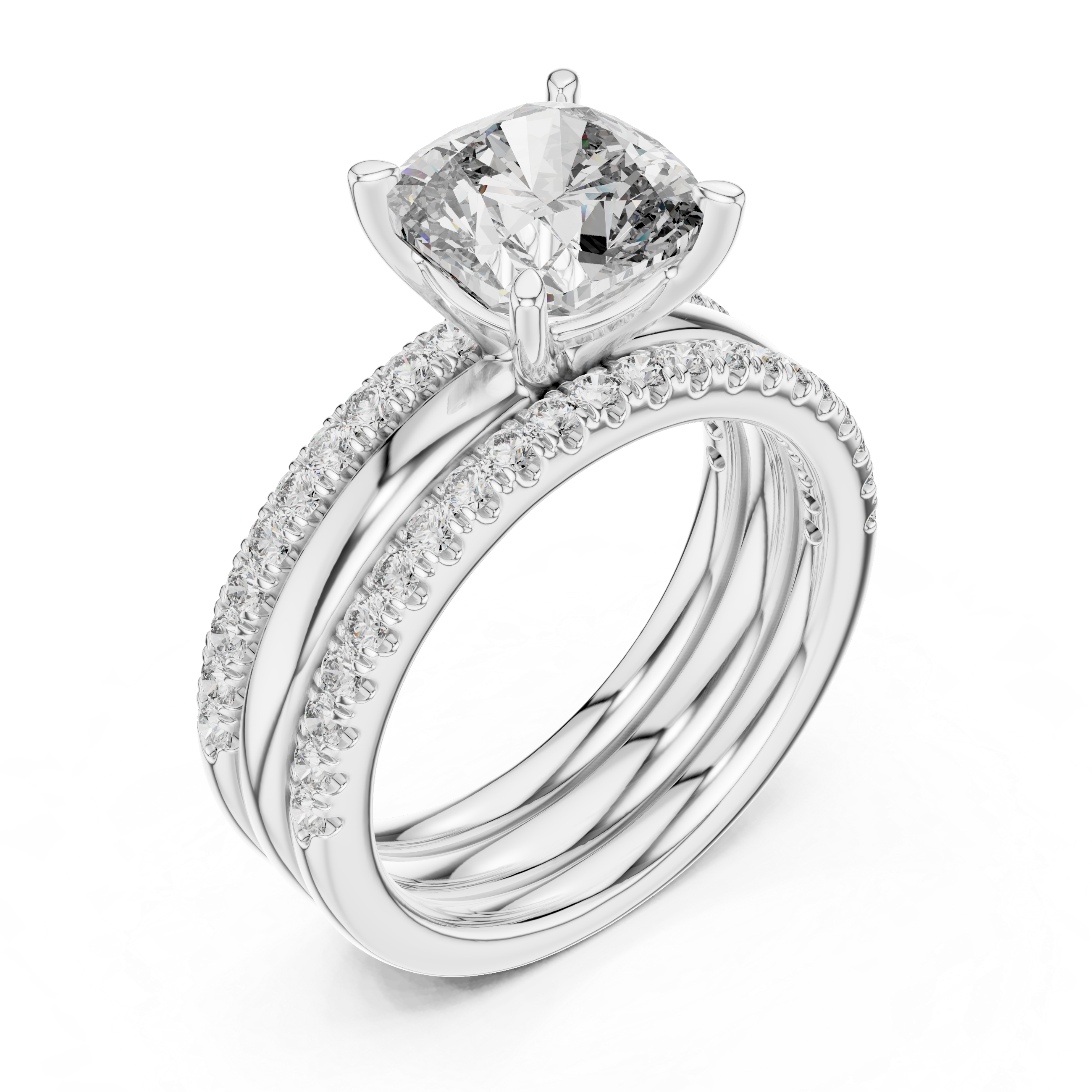 Seraphina 3CT Cushion Cut Moissanite Bridal Ring Set