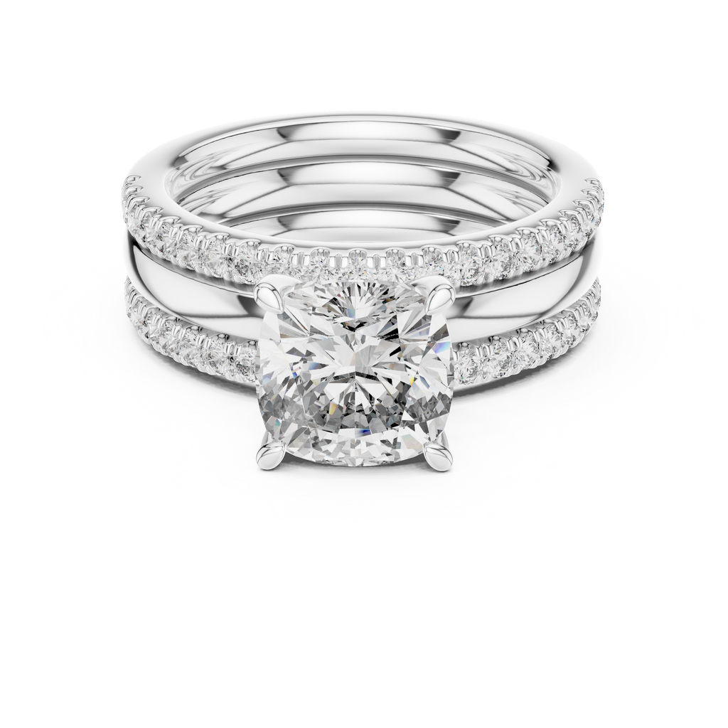Seraphina 3CT Cushion Cut Moissanite Bridal Ring Set