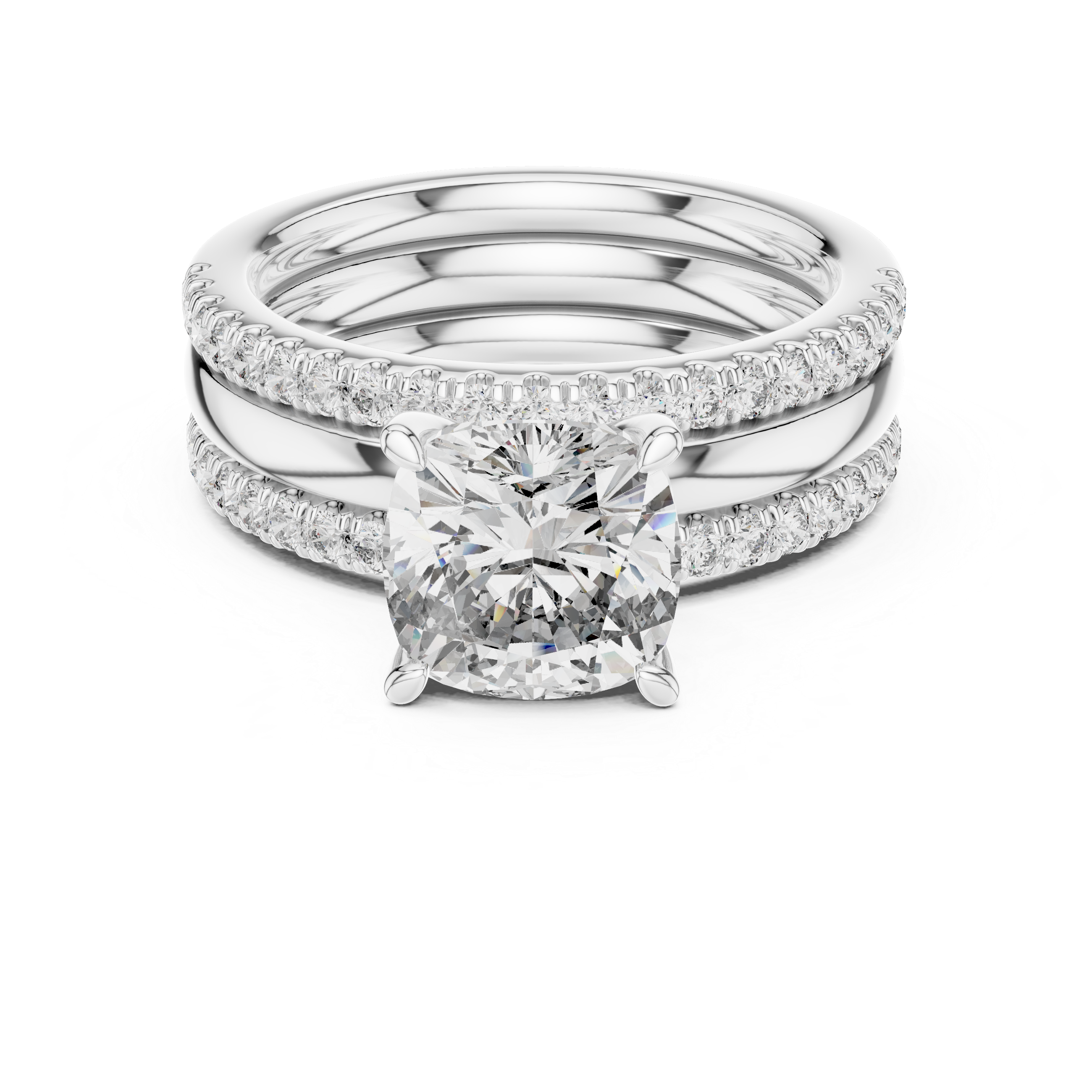 Seraphina 3CT Cushion Cut Moissanite Bridal Ring Set
