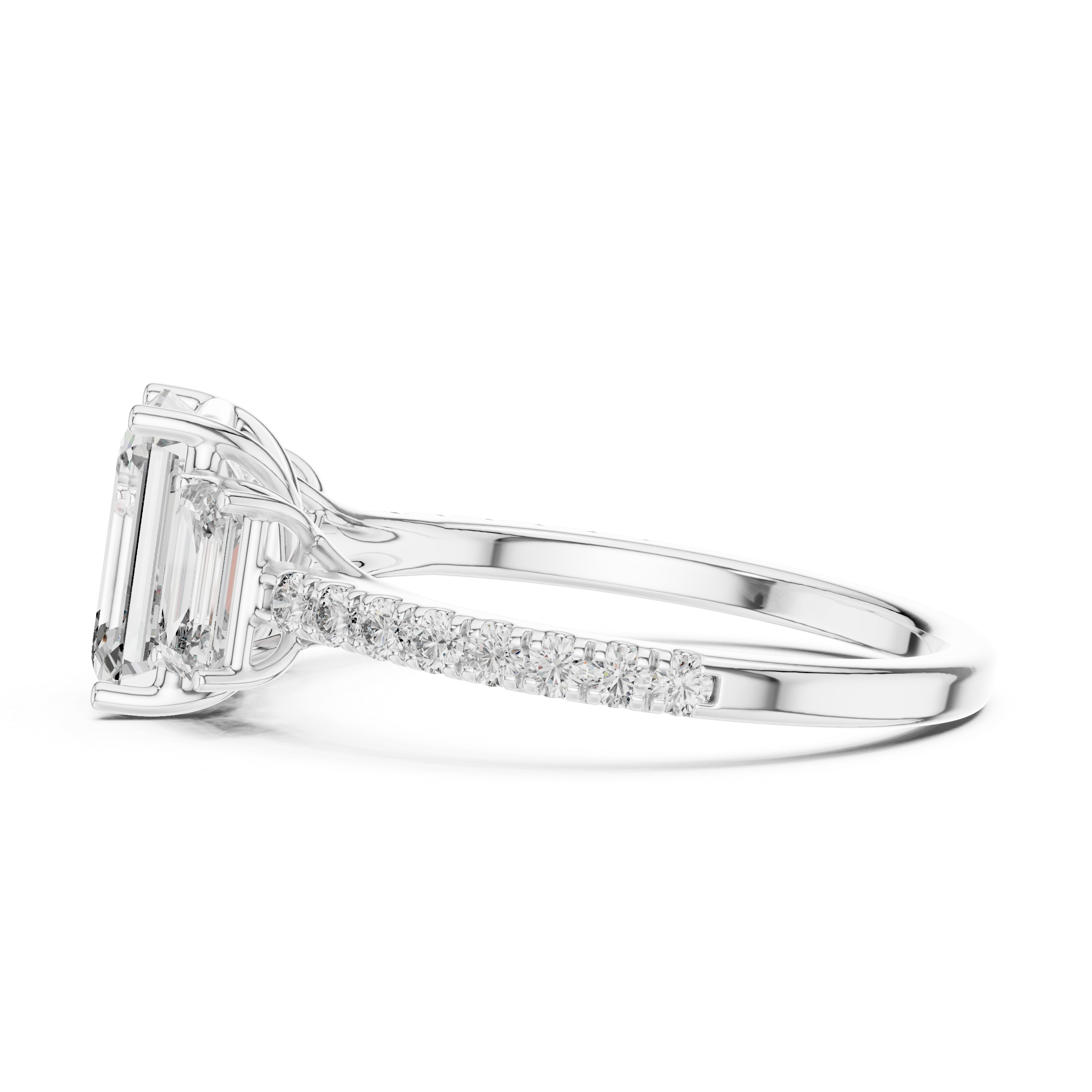 Vivienne Emerald Cut Three Stone Engagement Ring