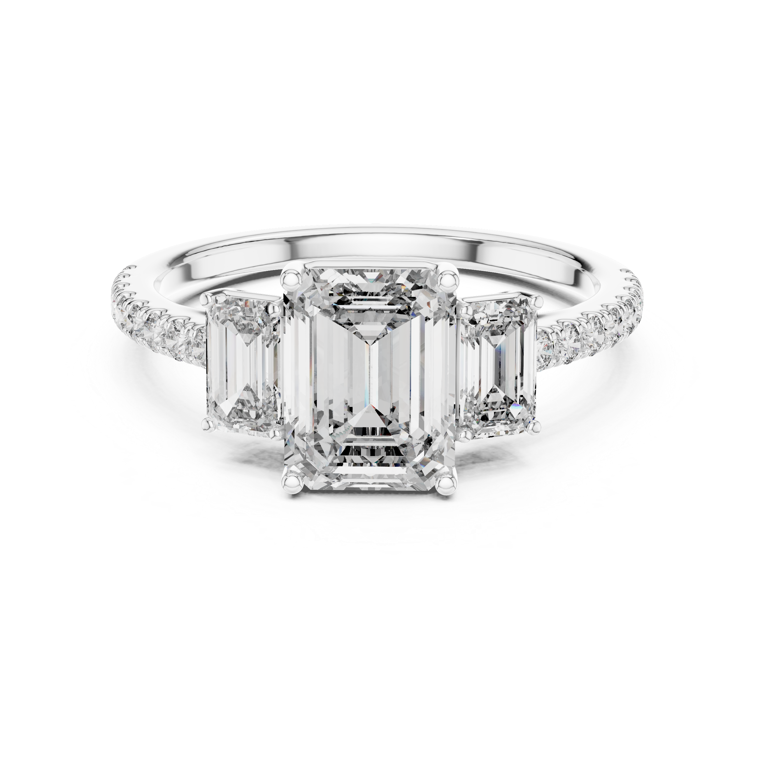Vivienne Emerald Cut Three Stone Engagement Ring