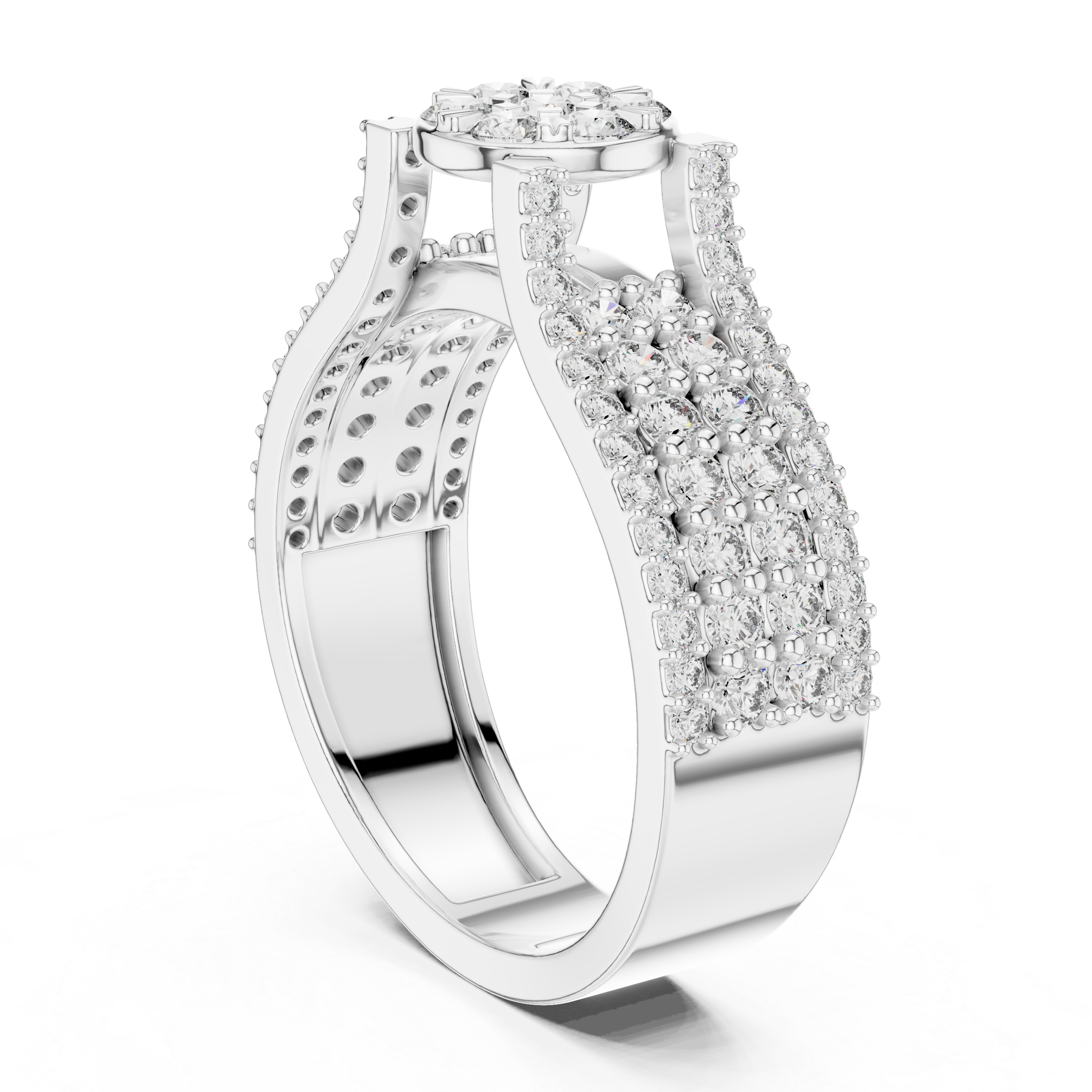 Celestia Floral Cluster Halo Ring