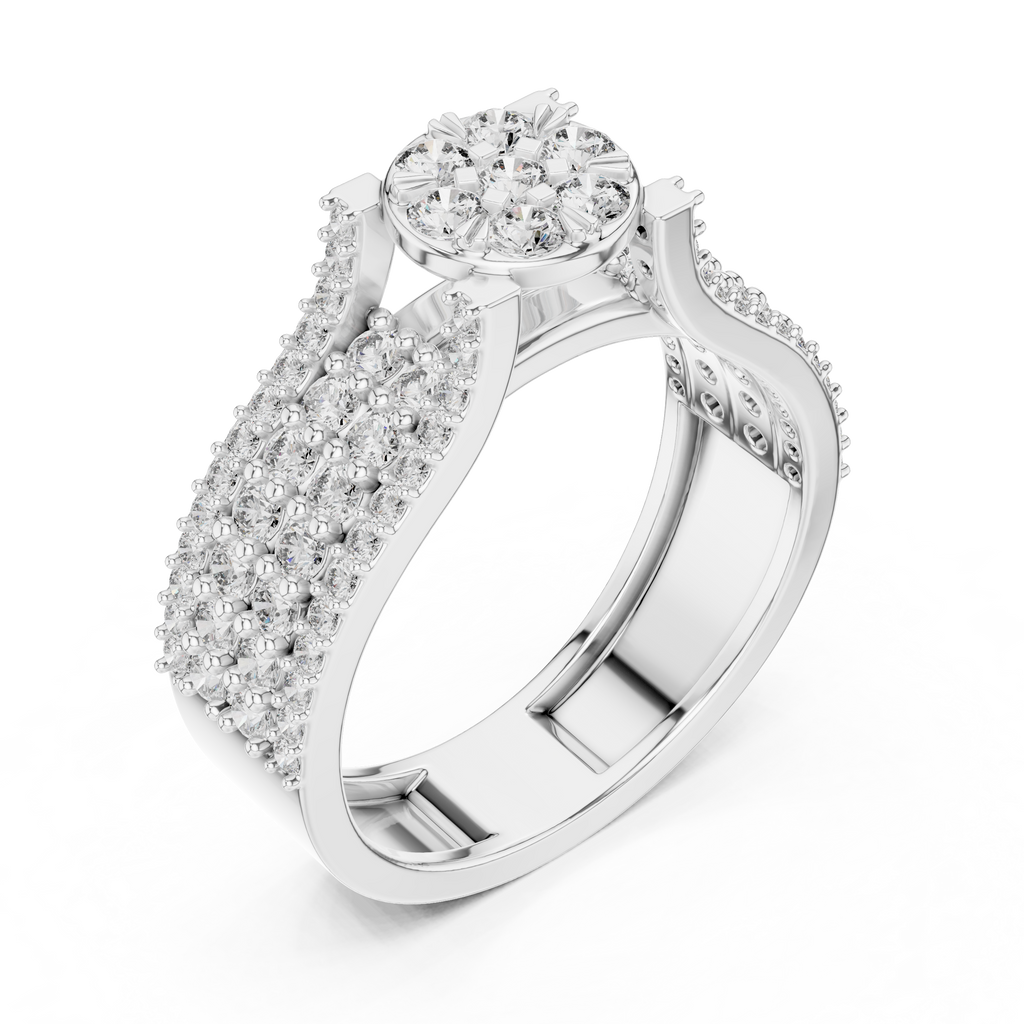 Celestia Floral Cluster Halo Ring
