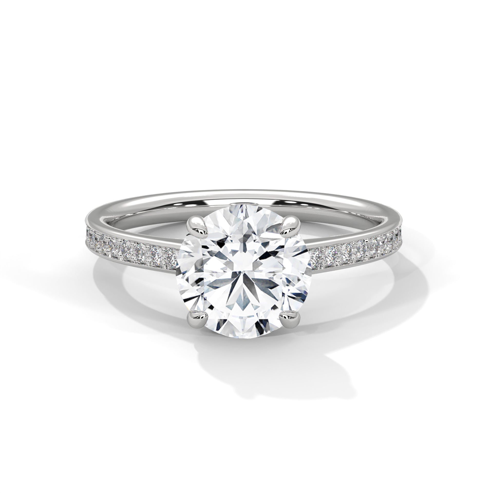 Aurora Classic Pavé Solitaire Engagement Ring