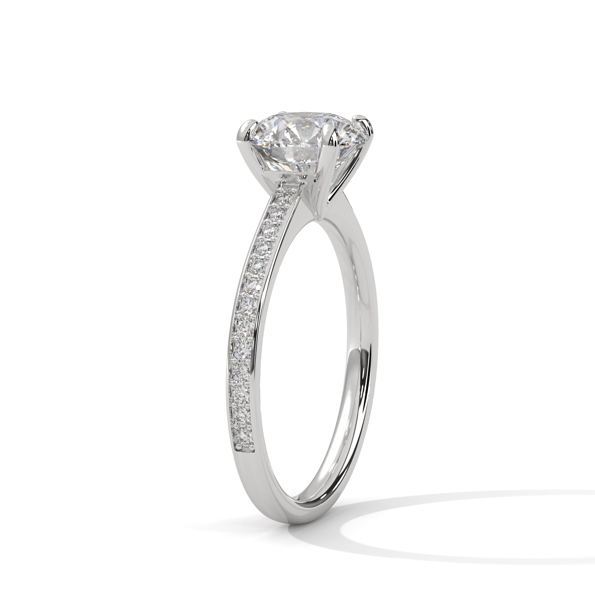 Aurora Classic Pavé Solitaire Engagement Ring