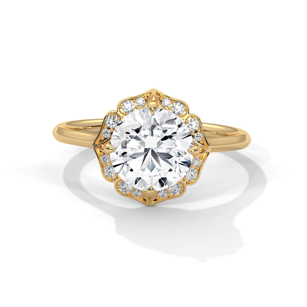 Rosalie Floral Halo Moissanite Engagement Ring