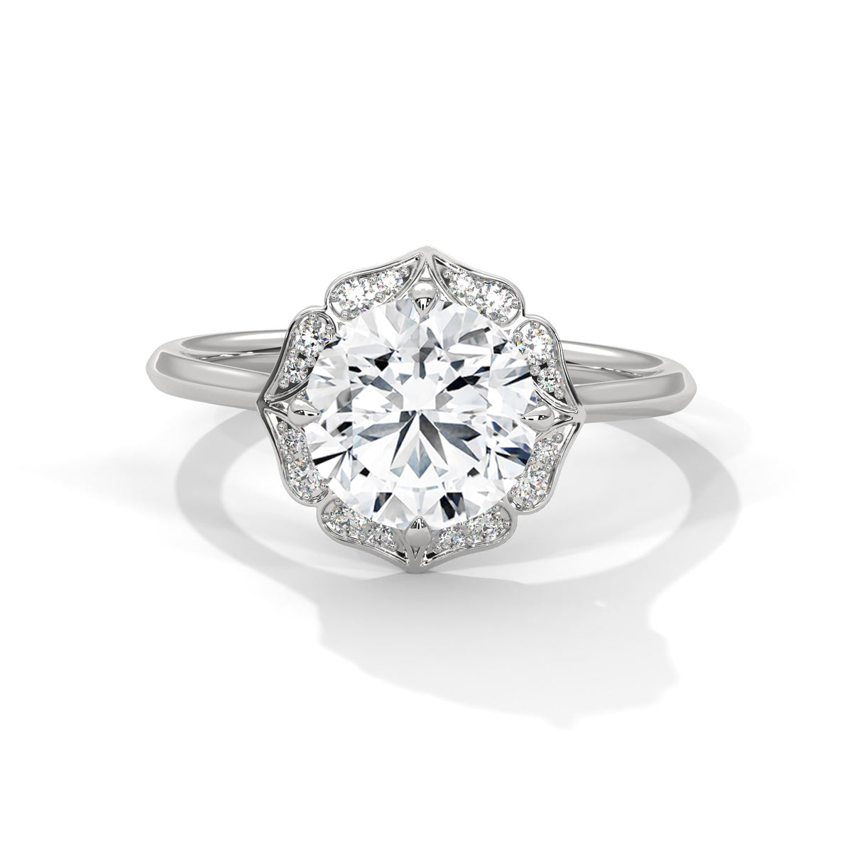 Rosalie Floral Halo Moissanite Engagement Ring