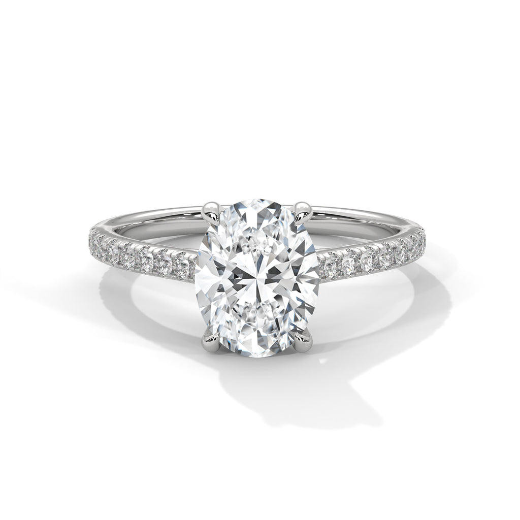 Celestia Oval Solitaire Engagement Ring | 925 Sterling Silver & 18K White Gold Plated