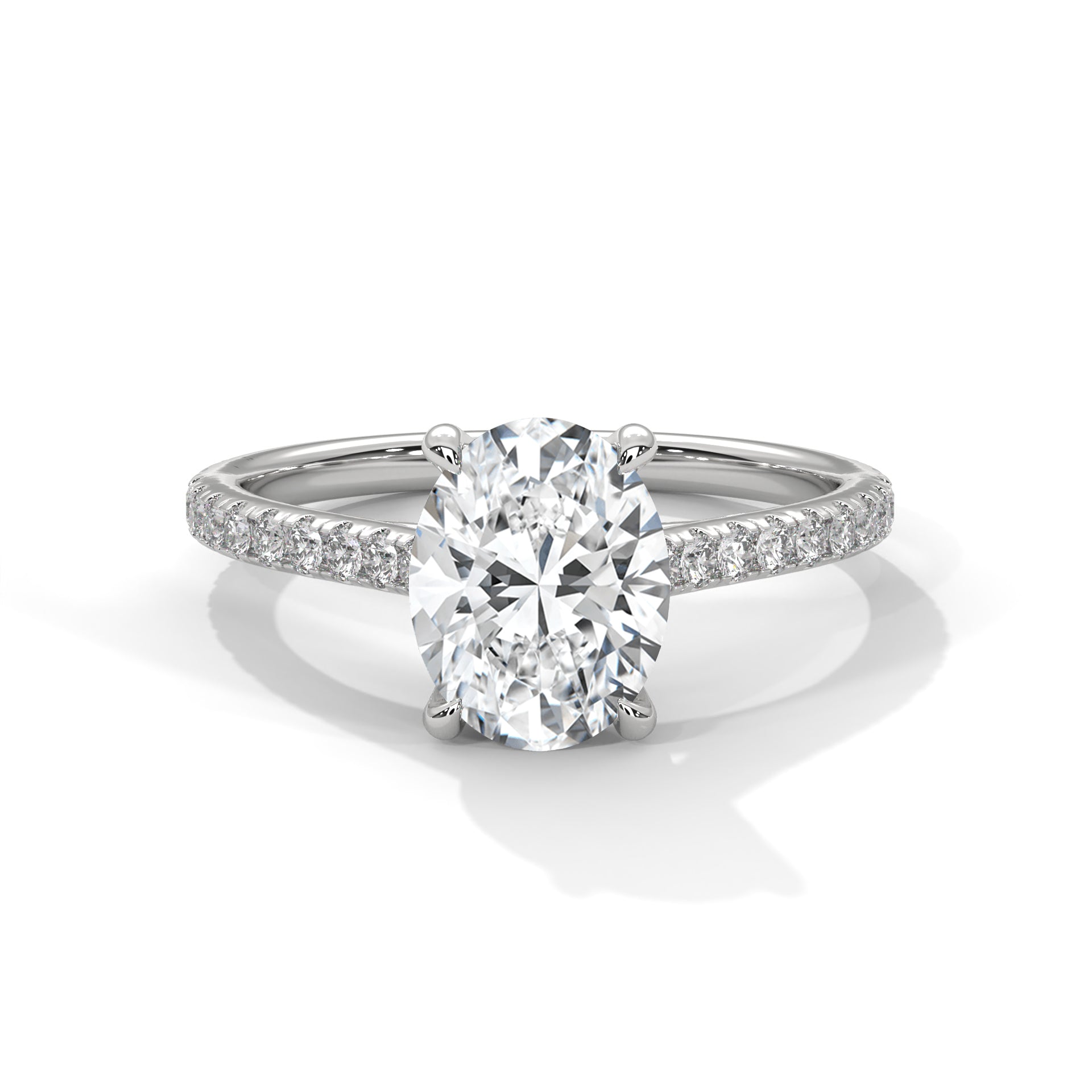 Celestia Oval Solitaire Engagement Ring | 925 Sterling Silver & 18K White Gold Plated