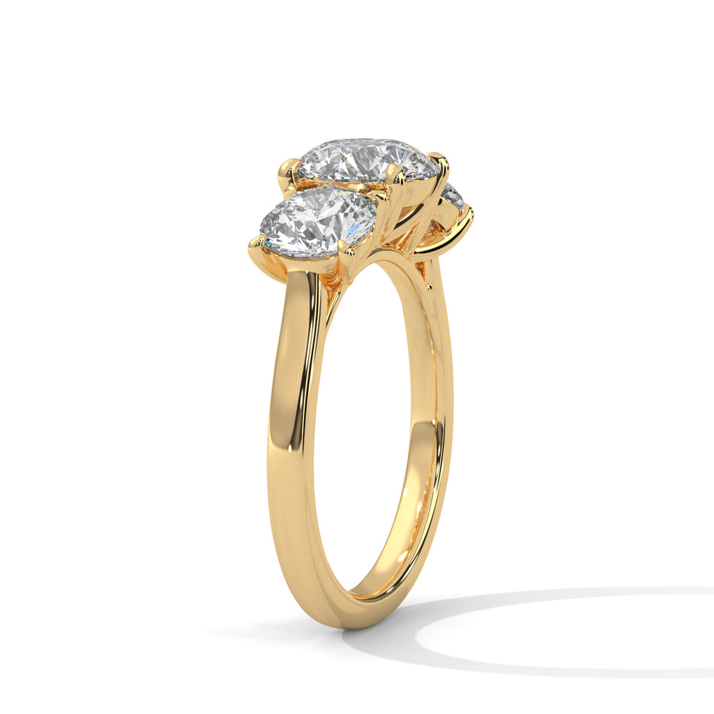 Three Stone Round Cut Moissanite luxurious Engagement Ring Custom design