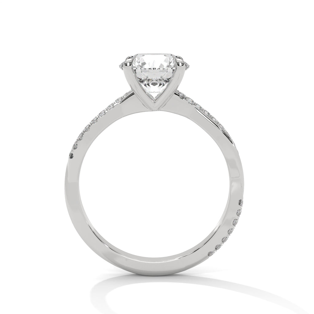 Aurielle Twisted Pavé Solitaire Moissanite Engagement Ring