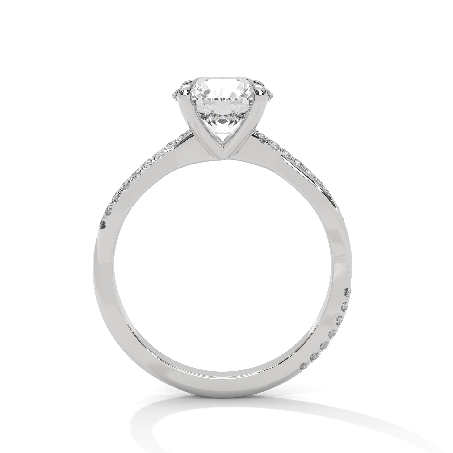 Aurielle Twisted Pavé Solitaire Moissanite Engagement Ring