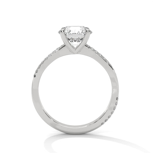 Aurielle Twisted Pavé Solitaire Moissanite Engagement Ring