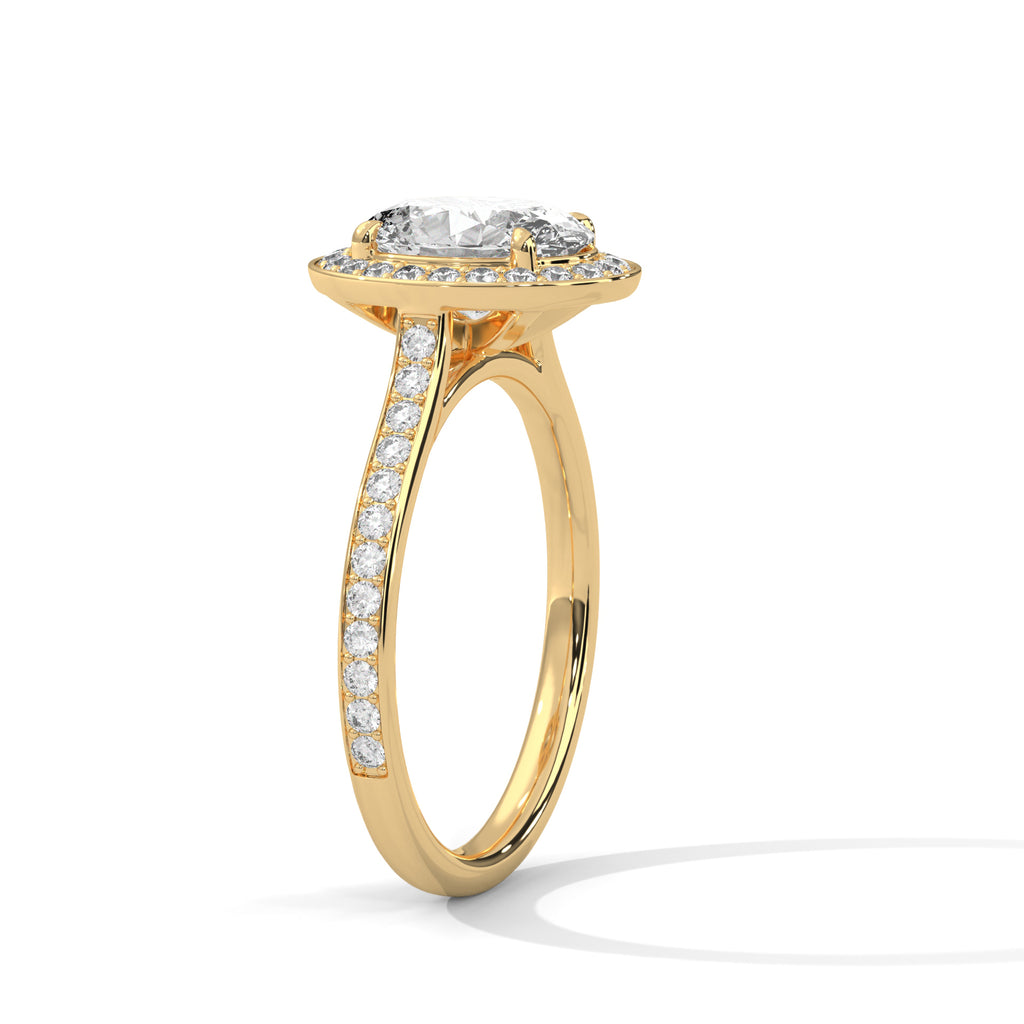 Oval Halo Moissanite Fashionable luxurious trendy Engagement Ring