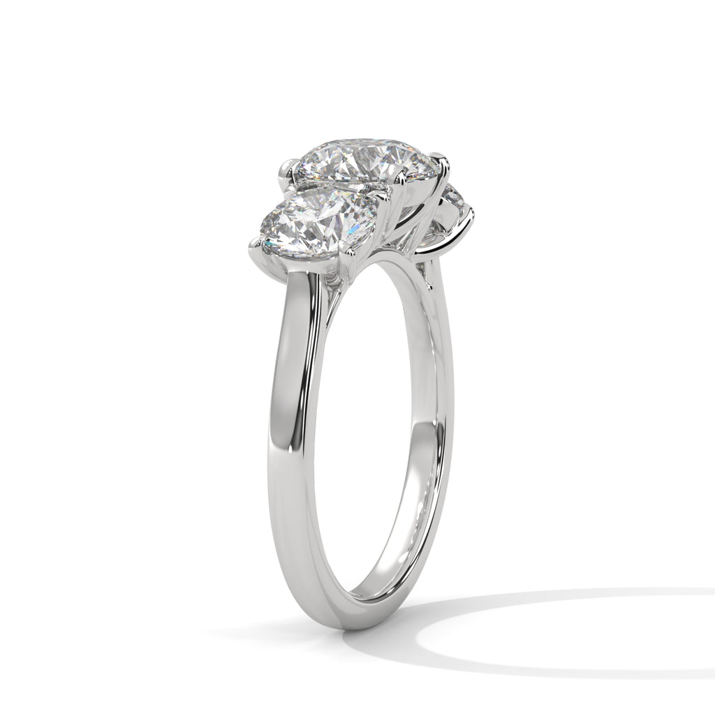 Three Stone Round Cut Moissanite luxurious Engagement Ring Custom design