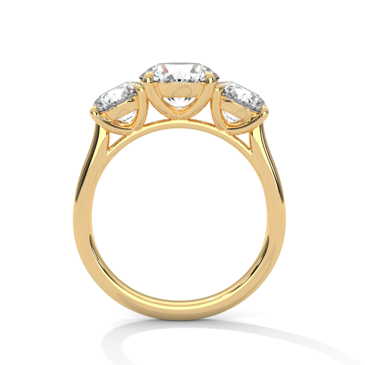 Three Stone Round Cut Moissanite luxurious Engagement Ring Custom design