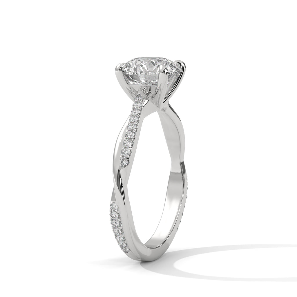 Aurielle Twisted Pavé Solitaire Moissanite Engagement Ring