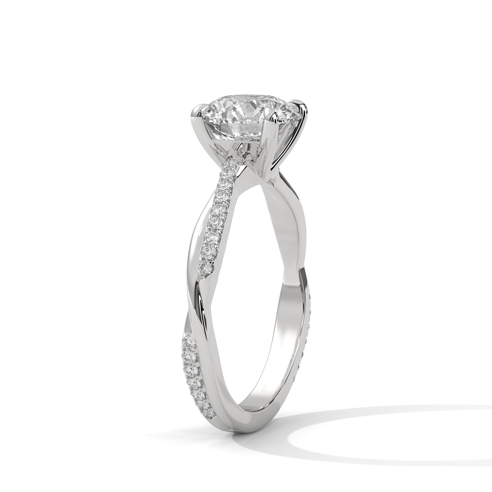 Aurielle Twisted Pavé Solitaire Moissanite Engagement Ring