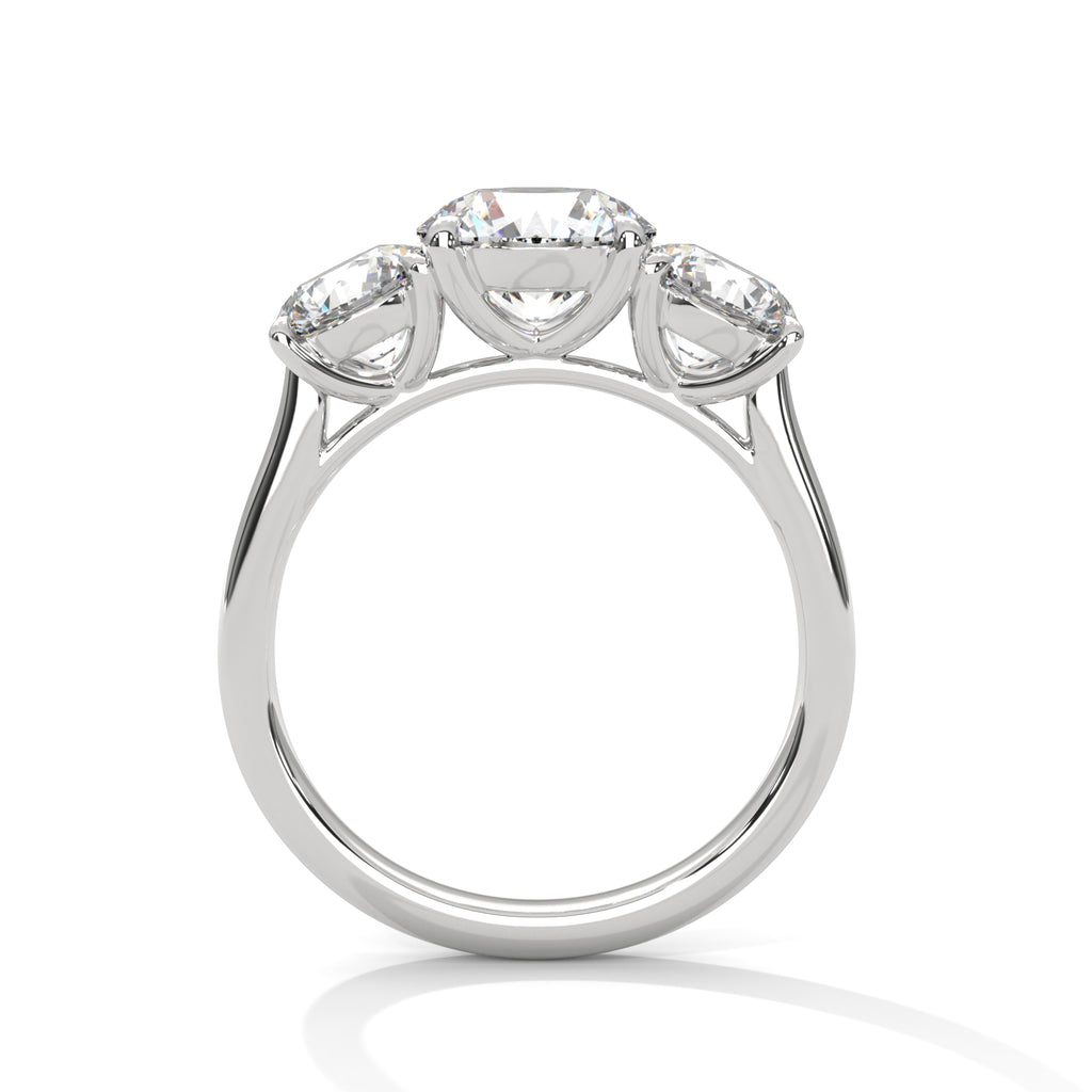 Three Stone Round Cut Moissanite luxurious Engagement Ring Custom design