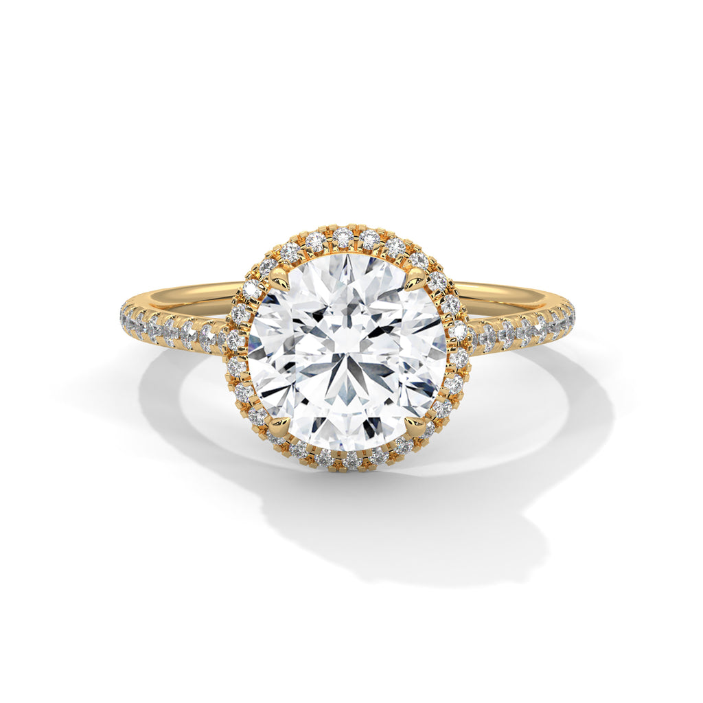 Celestia Halo Pavé Moissanite Engagement Ring