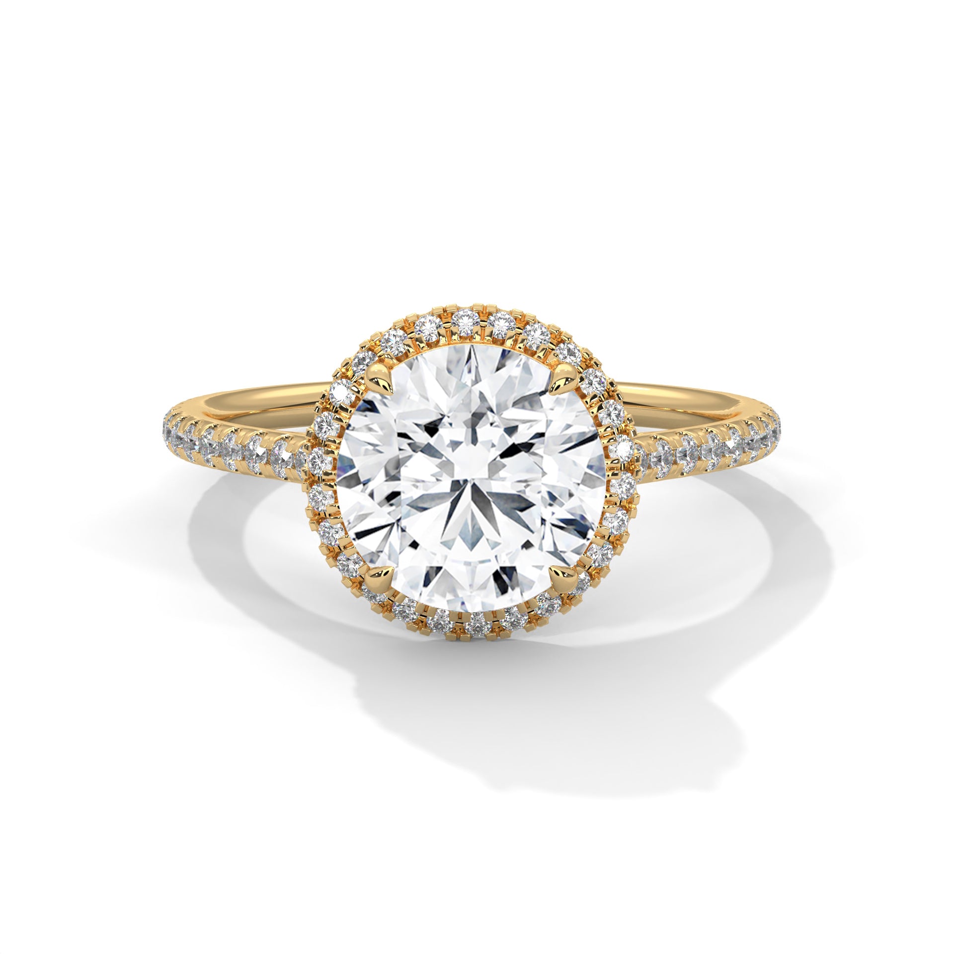 Celestia Halo Pavé Moissanite Engagement Ring