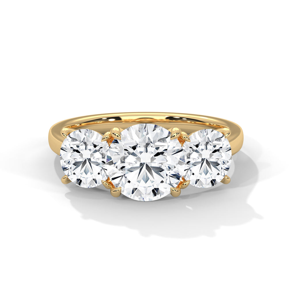 Three Stone Round Cut Moissanite luxurious Engagement Ring Custom design