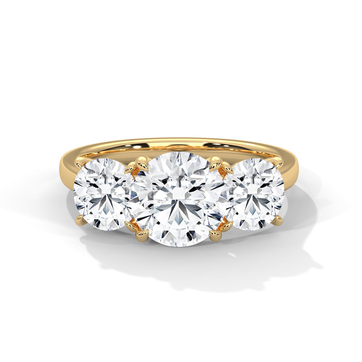 Three Stone Round Cut Moissanite luxurious Engagement Ring Custom design