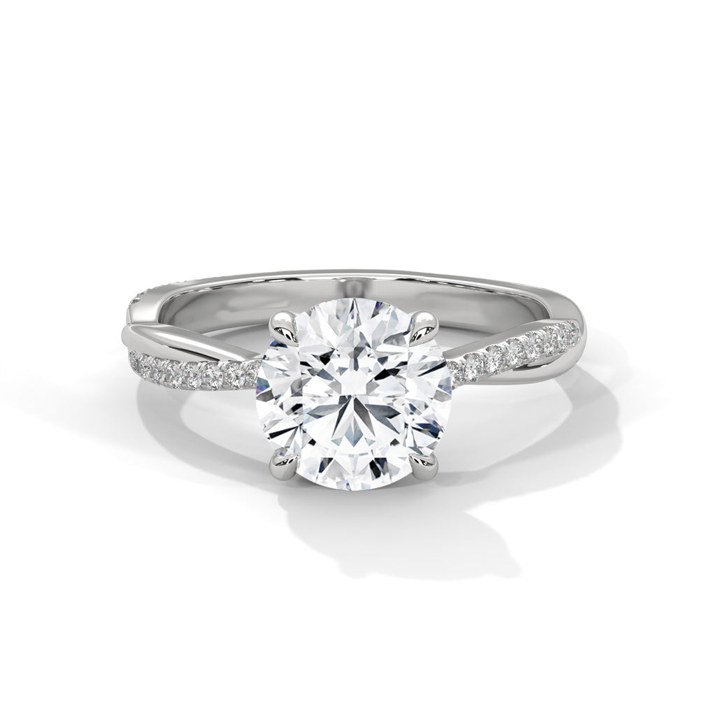 Aurielle Twisted Pavé Solitaire Moissanite Engagement Ring