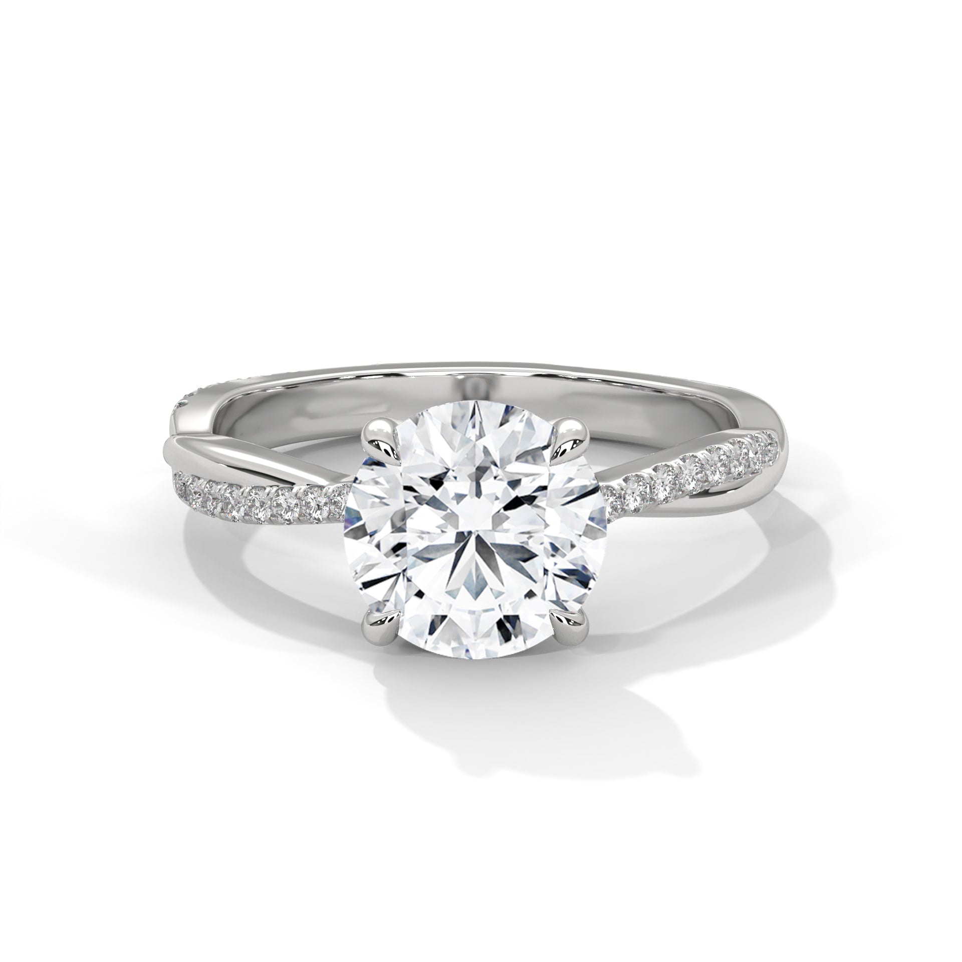 Aurielle Twisted Pavé Solitaire Moissanite Engagement Ring