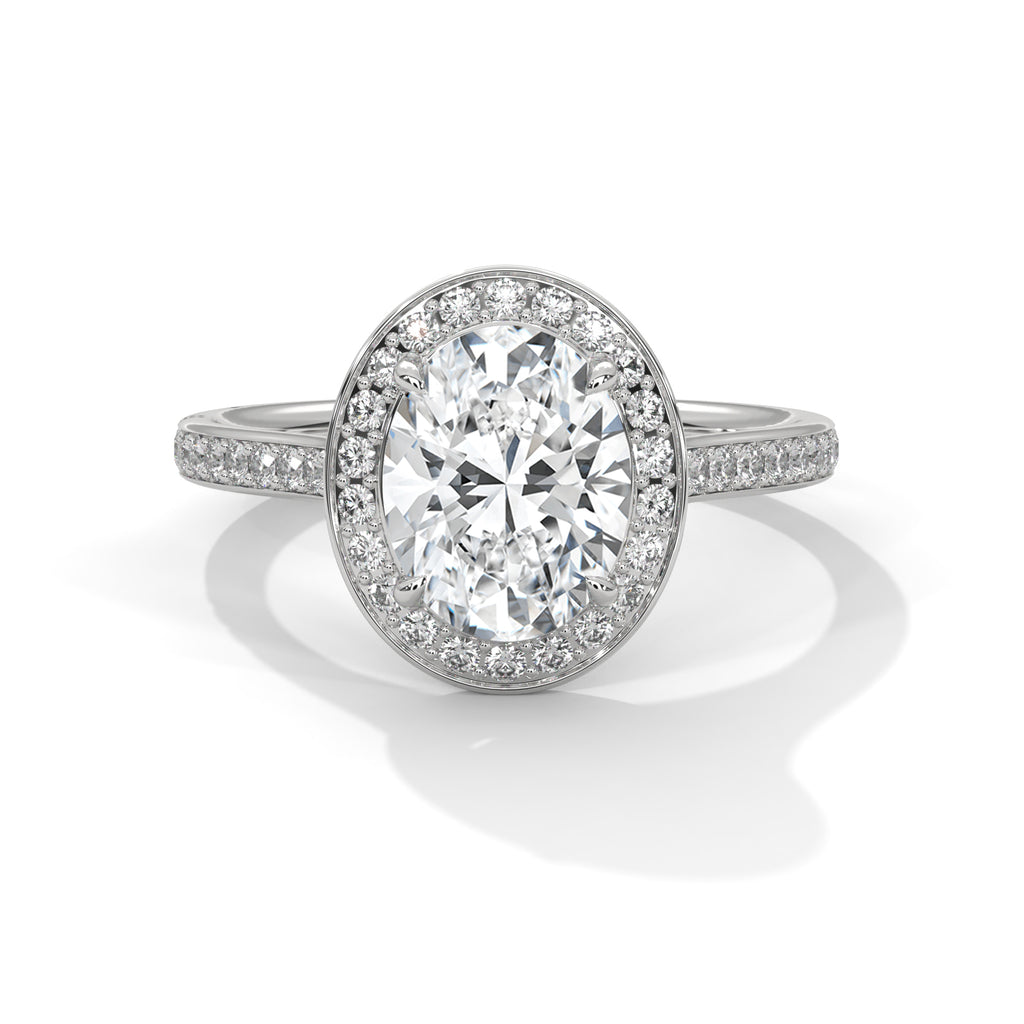 Oval Halo Moissanite Fashionable luxurious trendy Engagement Ring