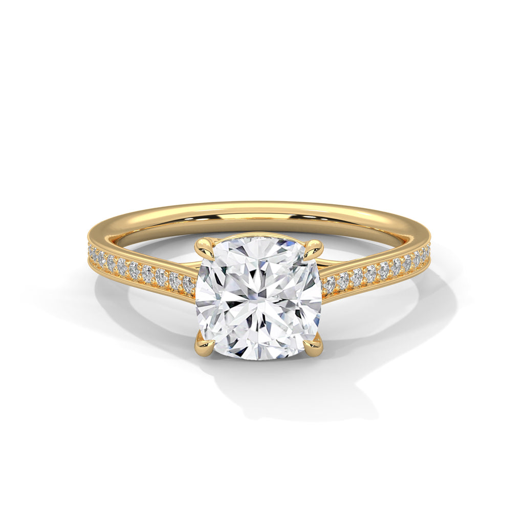 Aurielle Cushion Pavé Solitaire Ring