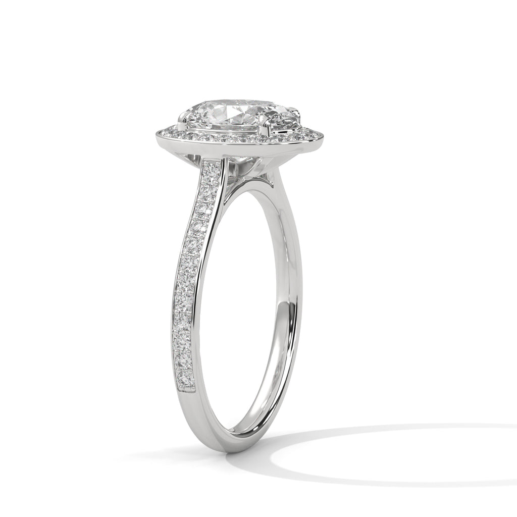 Oval Halo Moissanite Fashionable luxurious trendy Engagement Ring