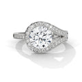 Round Halo Moissanite Engagement Ring | 18K Plating & Pavé Split Shank