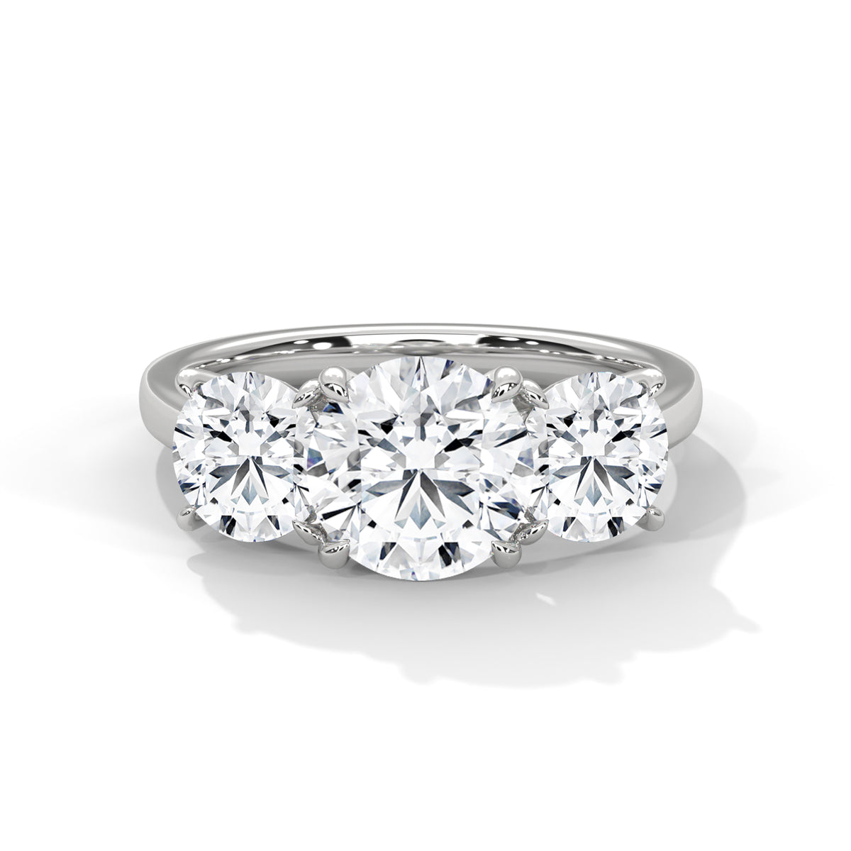 Three Stone Round Cut Moissanite luxurious Engagement Ring Custom design