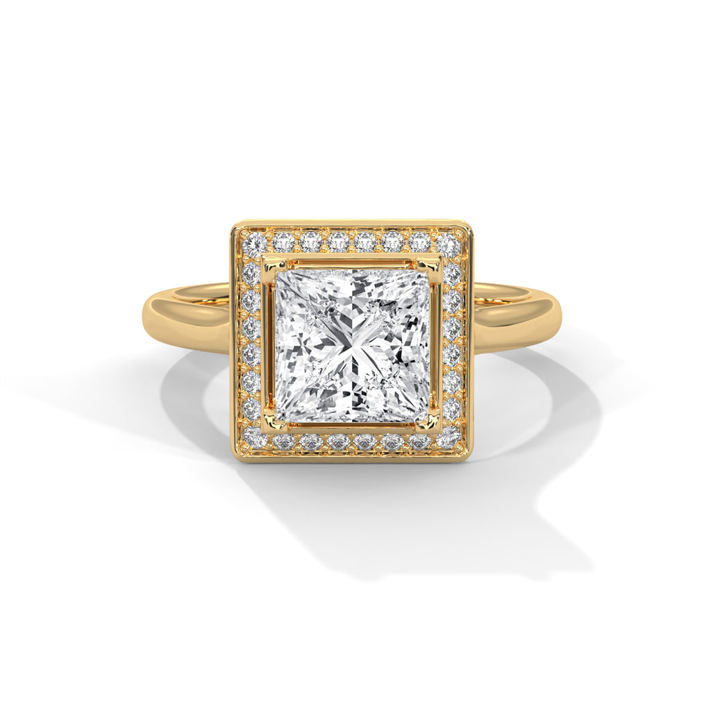 Princess Cut Halo Moissanite luxurious trendy fashionable Engagement Ring Customisation