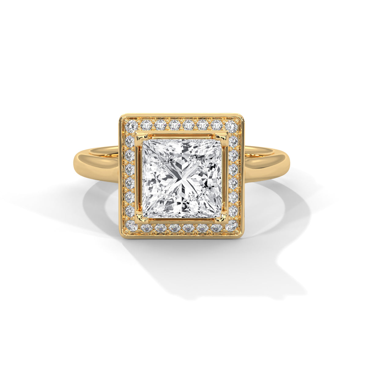Princess Cut Halo Moissanite luxurious trendy fashionable Engagement Ring Customisation
