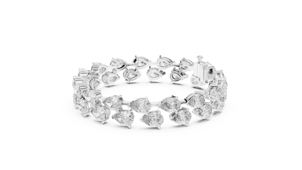 Pear-Shaped Tennis Bracelet | Luxury Diamond Bracelet Double-Row Tennis Bracelet
