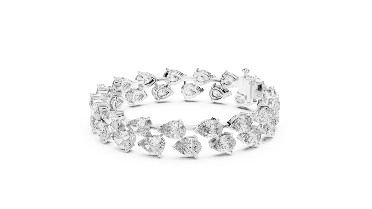 Pear-Shaped Tennis Bracelet | Luxury Diamond Bracelet Double-Row Tennis Bracelet