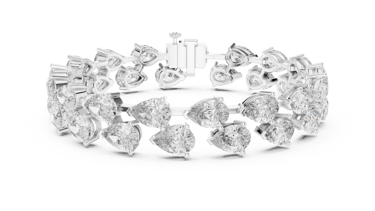 Pear-Shaped Tennis Bracelet | Luxury Diamond Bracelet Double-Row Tennis Bracelet