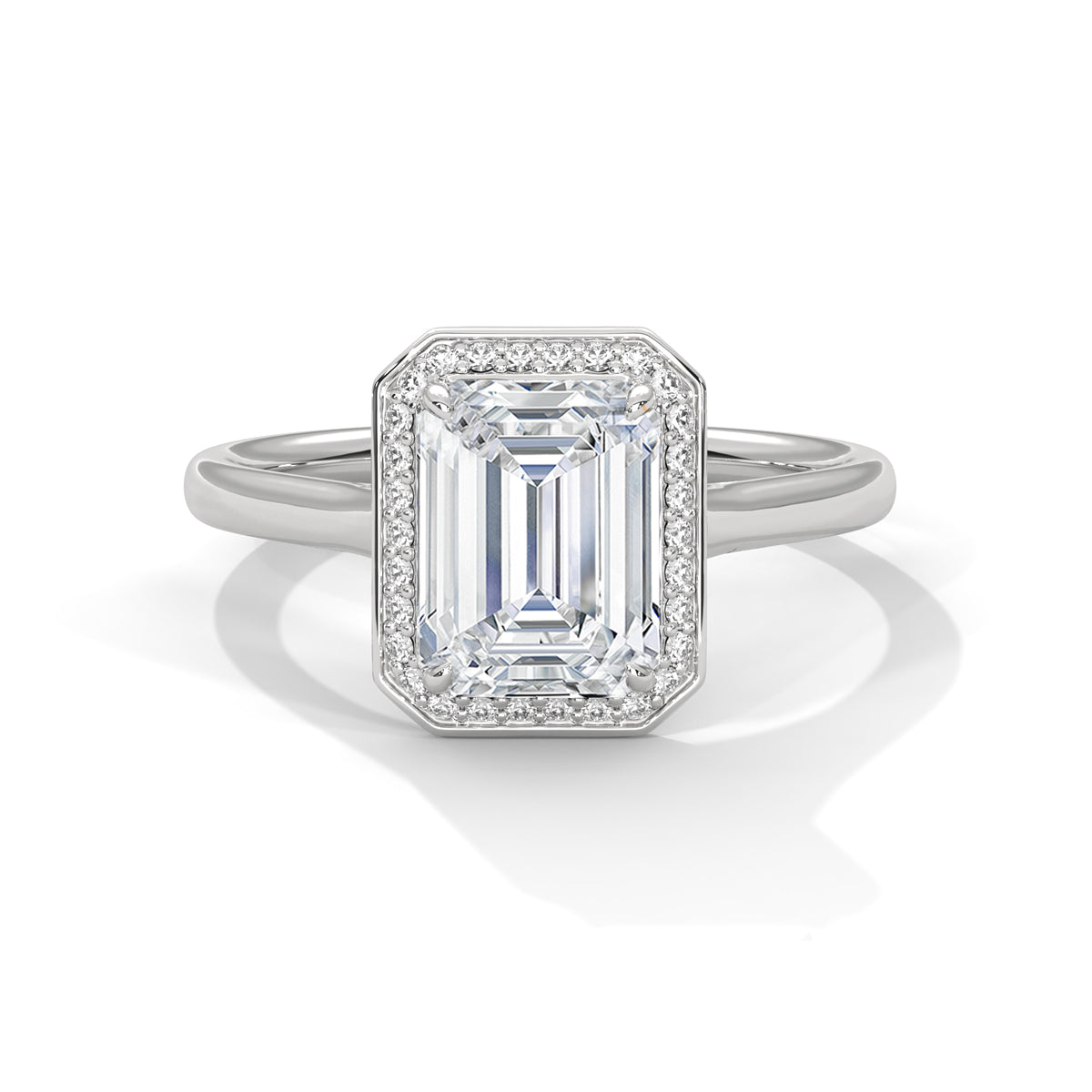 Valencia Emerald Cut Halo Moissanite Engagement Ring