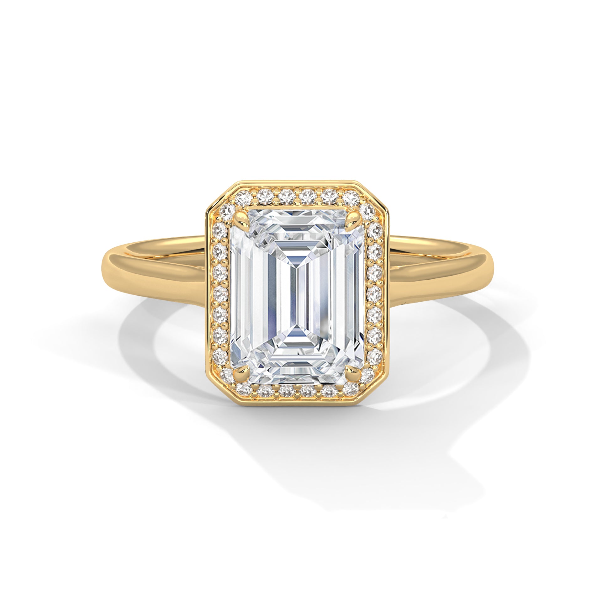 Valencia Emerald Cut Halo Moissanite Engagement Ring