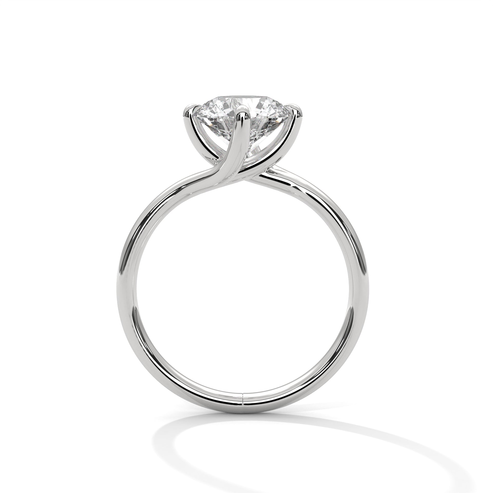 Elowen Twisted Solitaire Engagement Ring | 925 Sterling Silver & 18K White Gold Plated
