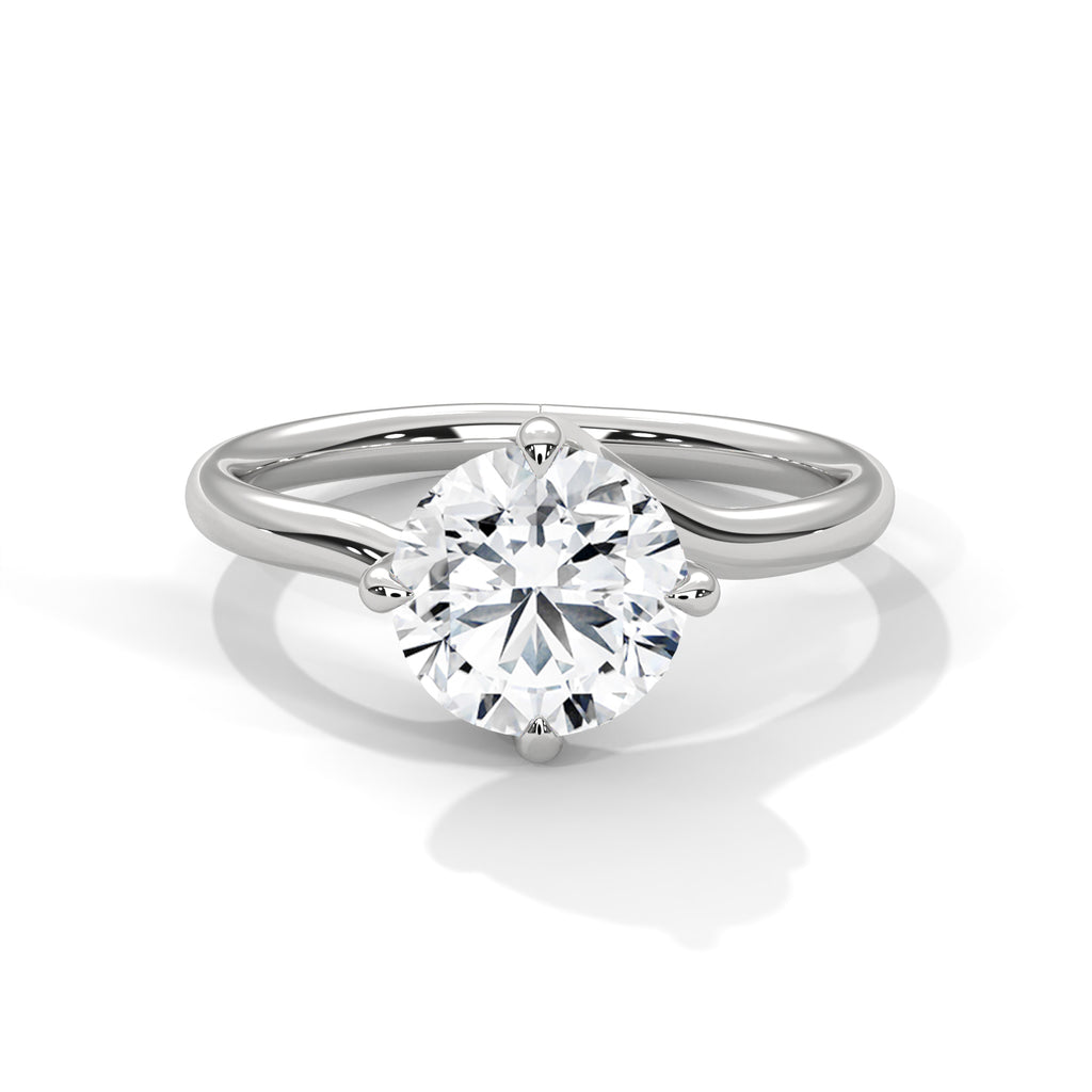 Elowen Twisted Solitaire Engagement Ring | 925 Sterling Silver & 18K White Gold Plated