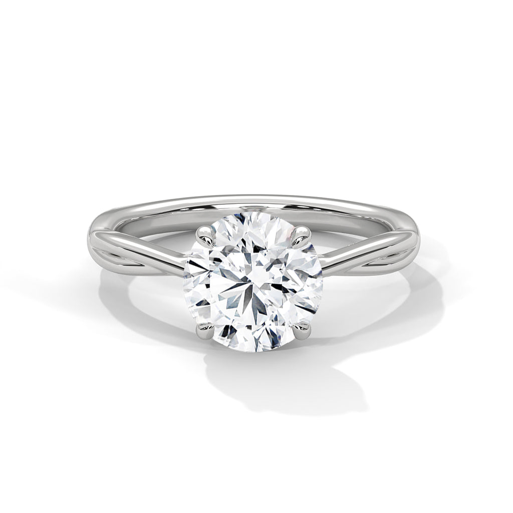 Infinity Twist Round Moissanite Engagement Ring