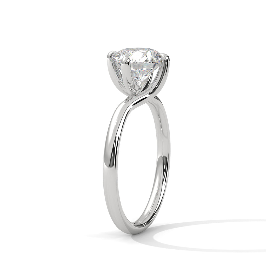 Elowen Twisted Solitaire Engagement Ring | 925 Sterling Silver & 18K White Gold Plated