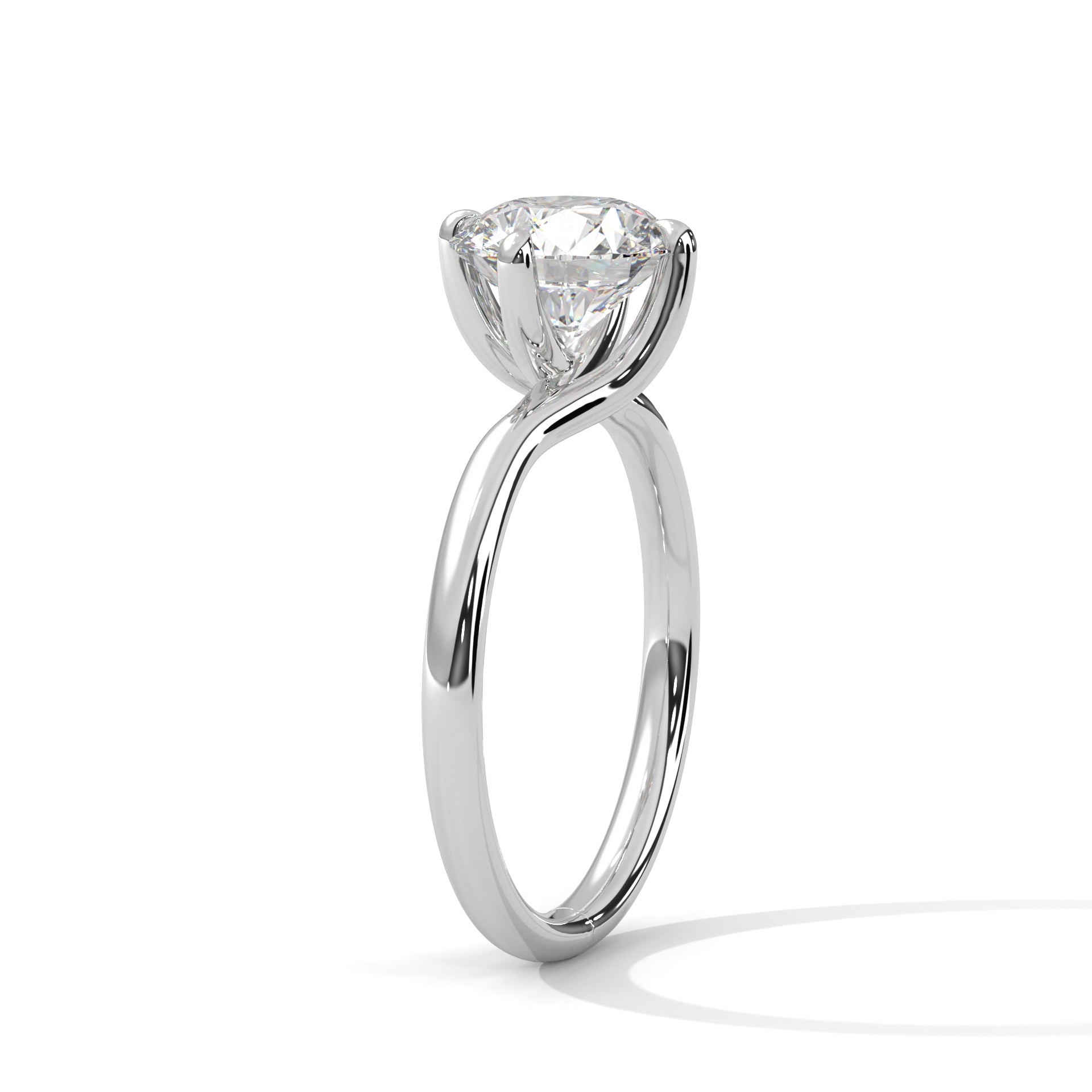 Elowen Twisted Solitaire Engagement Ring | 925 Sterling Silver & 18K White Gold Plated