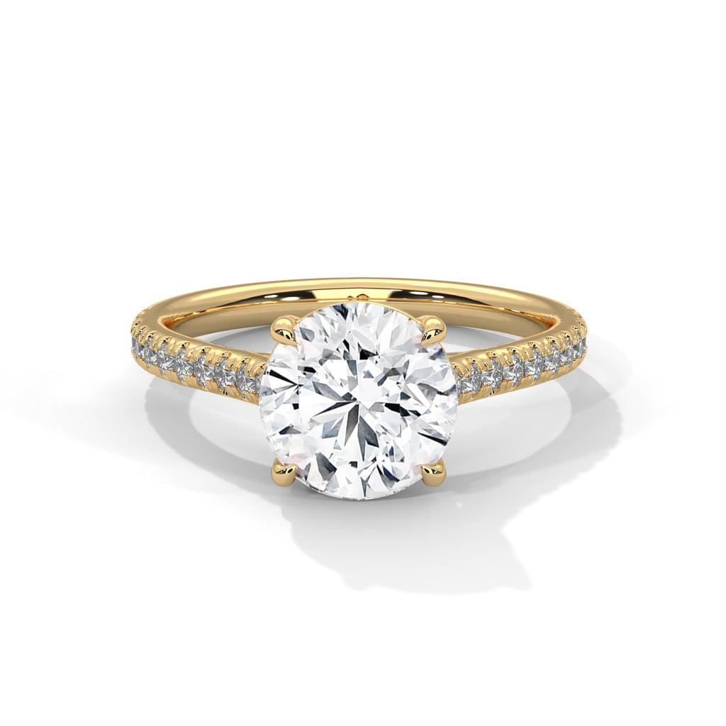 Aurielle Round Moissanite Cathedral Engagement Ring