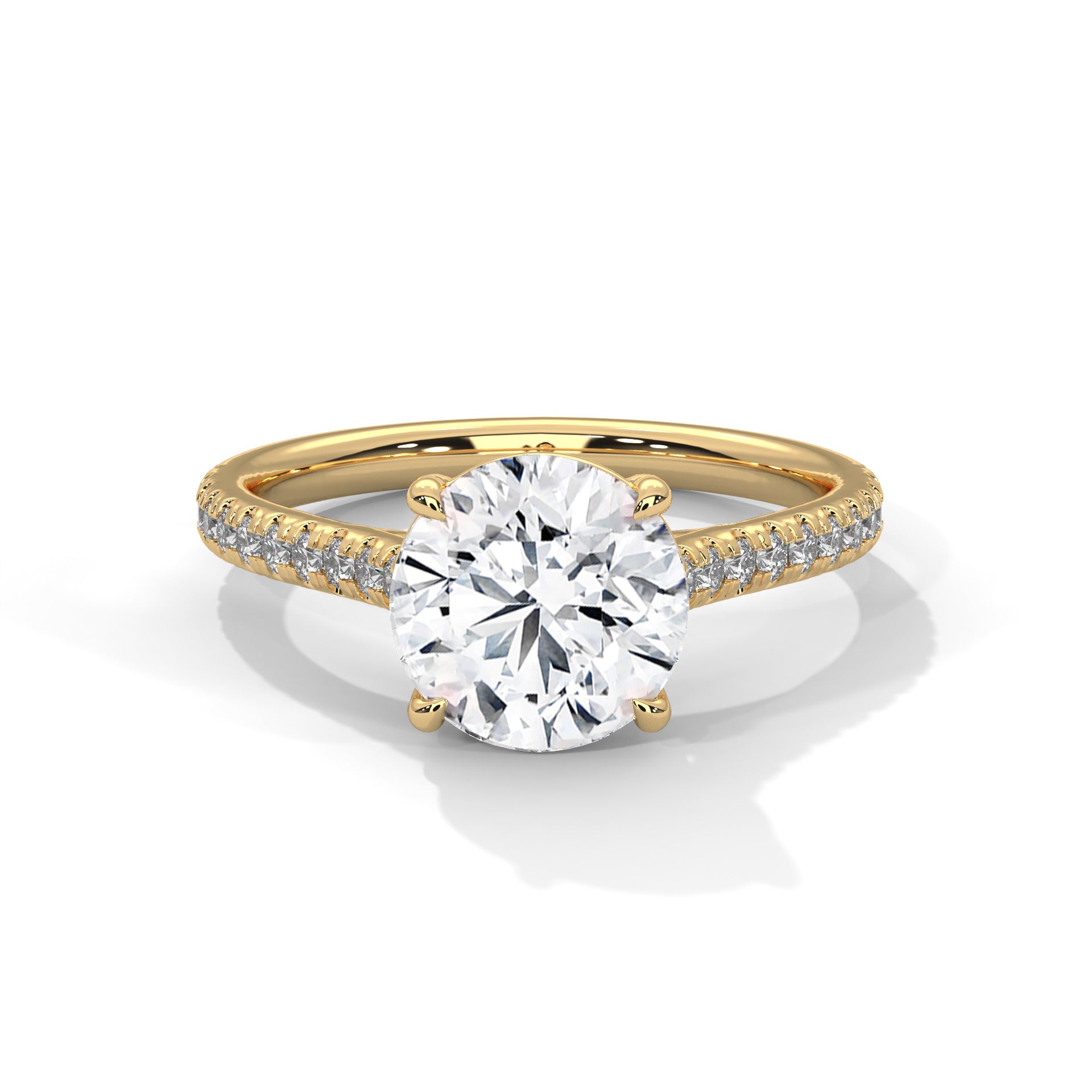 Aurielle Round Moissanite Cathedral Engagement Ring